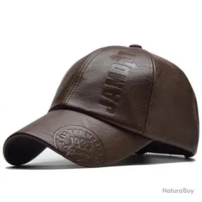 !!! LIVRAISON OFFERTE !!! Casquette cuir PU marron foncé réf 876