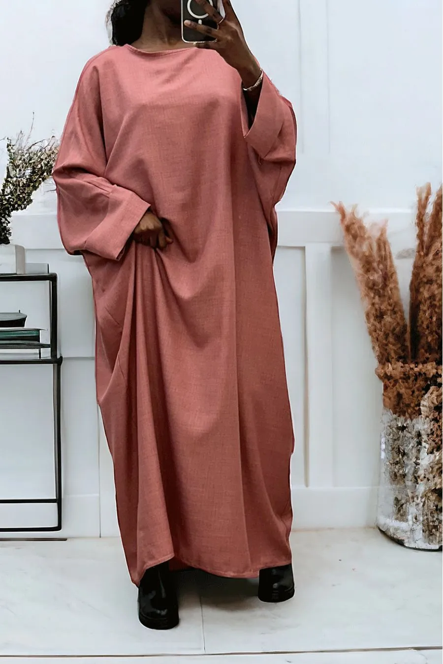 Abaya rose très ample (36-52) coupe kimono