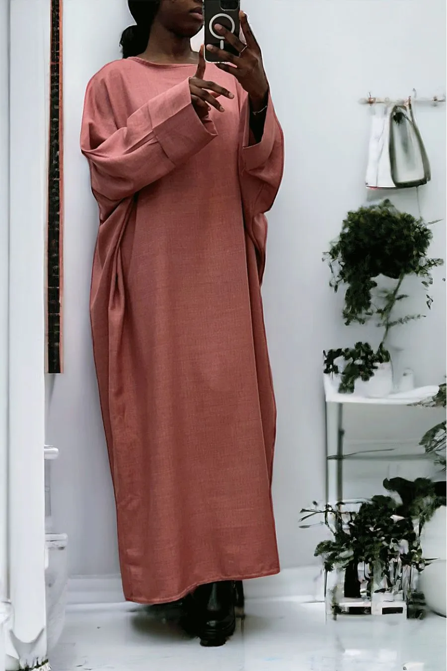 Abaya rose très ample (36-52) coupe kimono