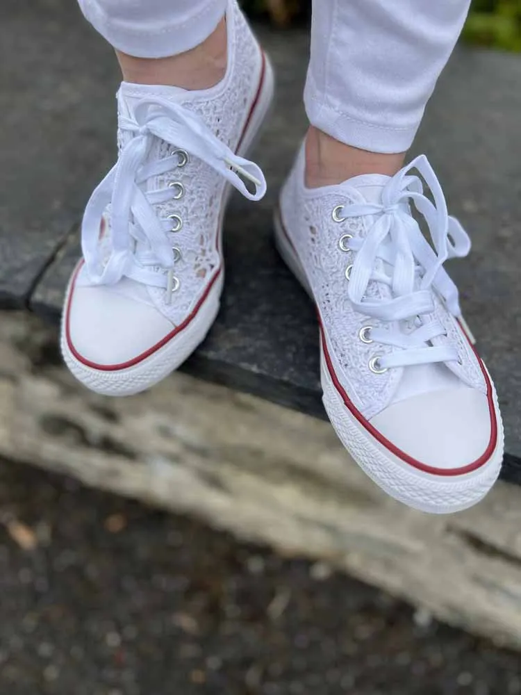 Baskets converses blanches ajourées ALBIZIA - Chaussures femme Cléstyle Couleur Blanc Chaussures 36