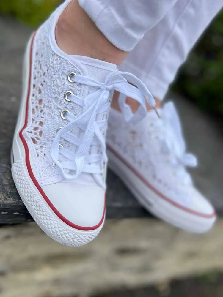 Baskets converses blanches ajourées ALBIZIA - Chaussures femme Cléstyle Couleur Blanc Chaussures 36