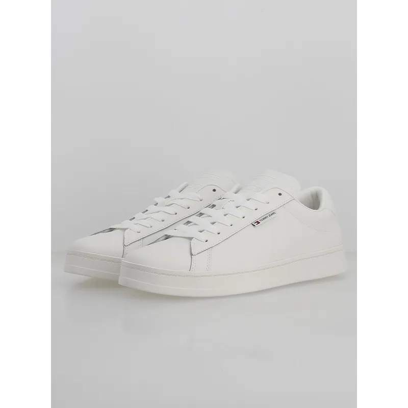 Baskets en cuir basses cups blanc homme - Tommy Jeans | wimod