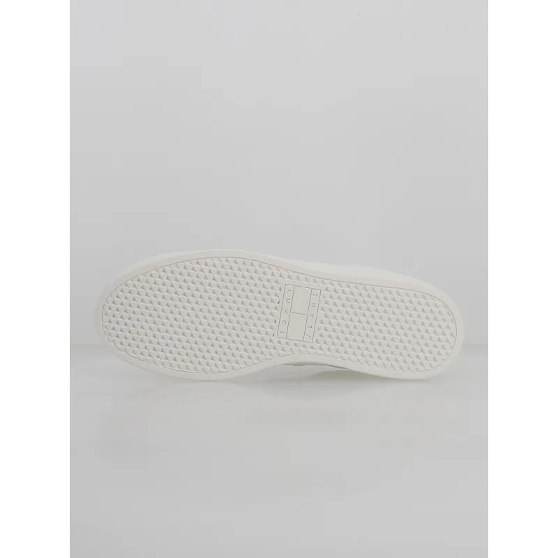 Baskets en cuir basses cups blanc homme - Tommy Jeans | wimod