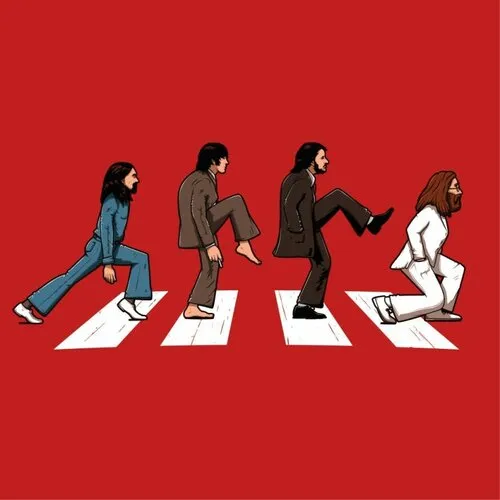 Beatles monty python - t-shirt en coton bio - parodie abbey road - passage clouté