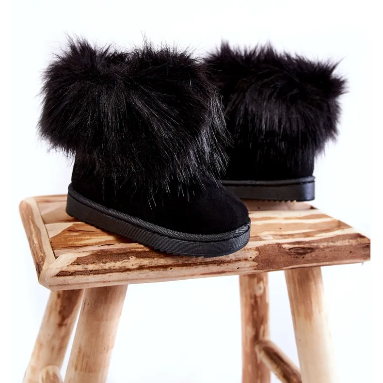 Bottes De Neige Enfant Ariana Noires Avec Fourrure le noir