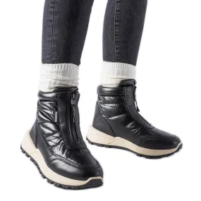 Bottes de neige isolées noires Ritter avec fermeture éclair le noir