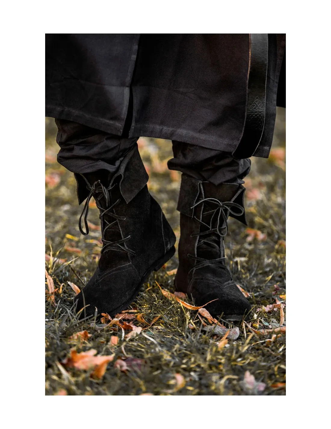 Bottes médiévales Aurin avec revers, noires ⚔️ Boutique Épées