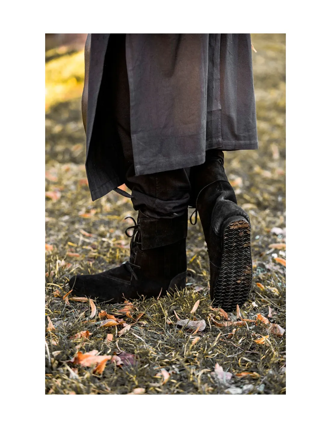 Bottes médiévales Aurin avec revers, noires ⚔️ Boutique Épées