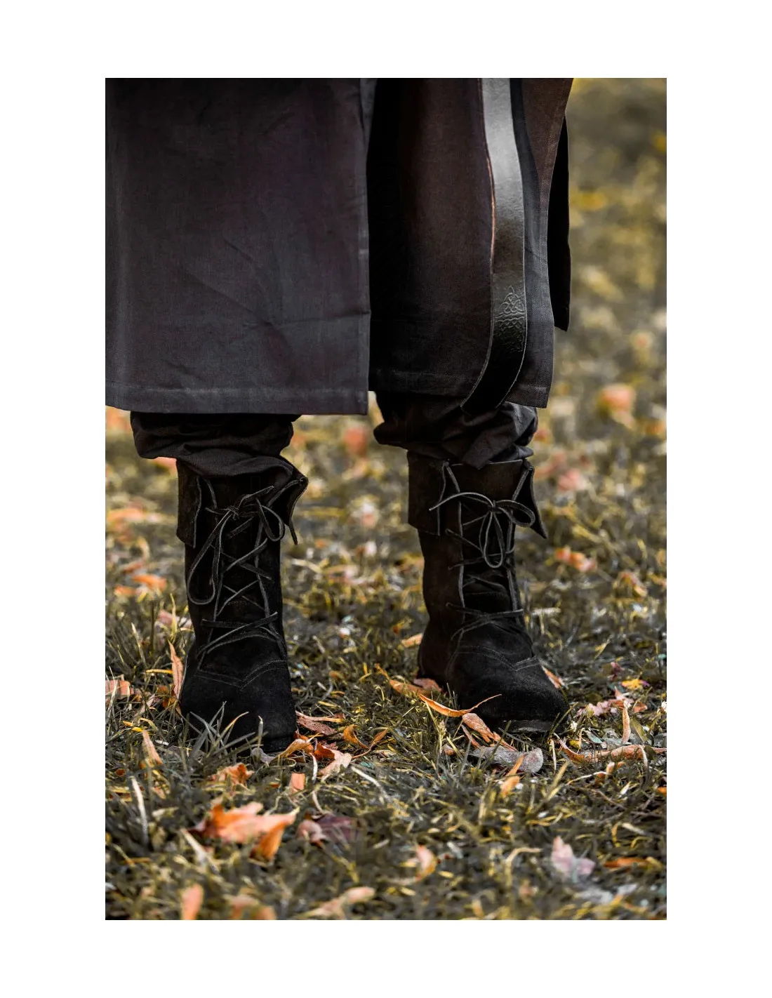 Bottes médiévales Aurin avec revers, noires ⚔️ Boutique Épées