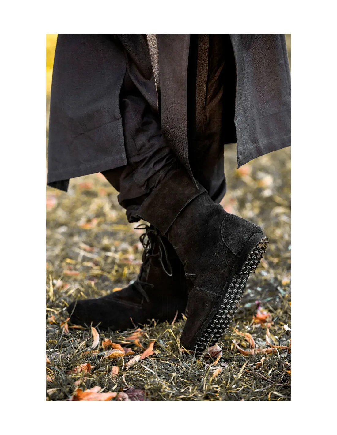 Bottes médiévales Aurin avec revers, noires ⚔️ Boutique Épées