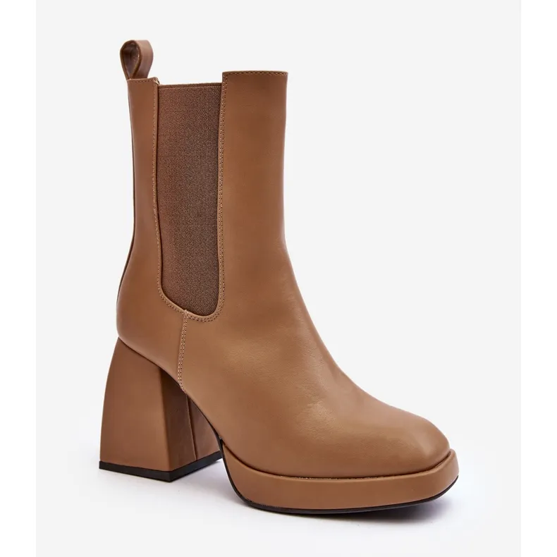 Bottes pour femmes à plateforme et talon haut, marron Stelares brun