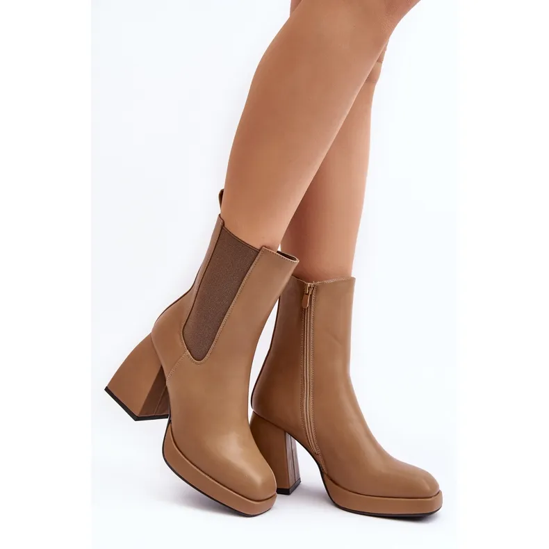 Bottes pour femmes à plateforme et talon haut, marron Stelares brun