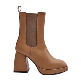 Bottes pour femmes à plateforme et talon haut, marron Stelares brun