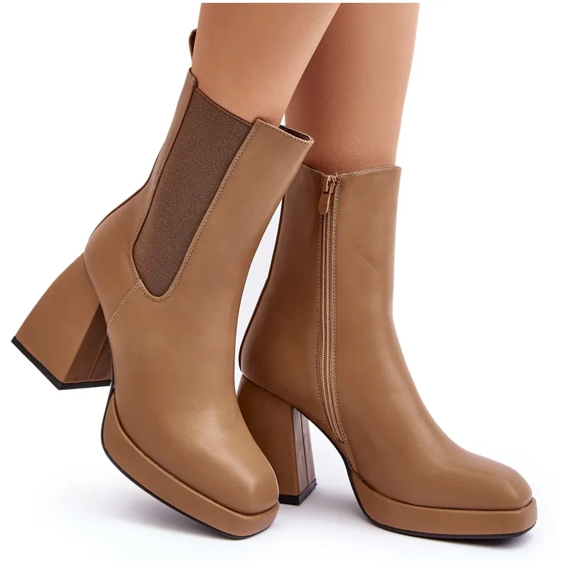 Bottes pour femmes à plateforme et talon haut, marron Stelares brun