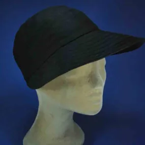 Casquette longue visière en lin couleur noire | Casquette d'été femme