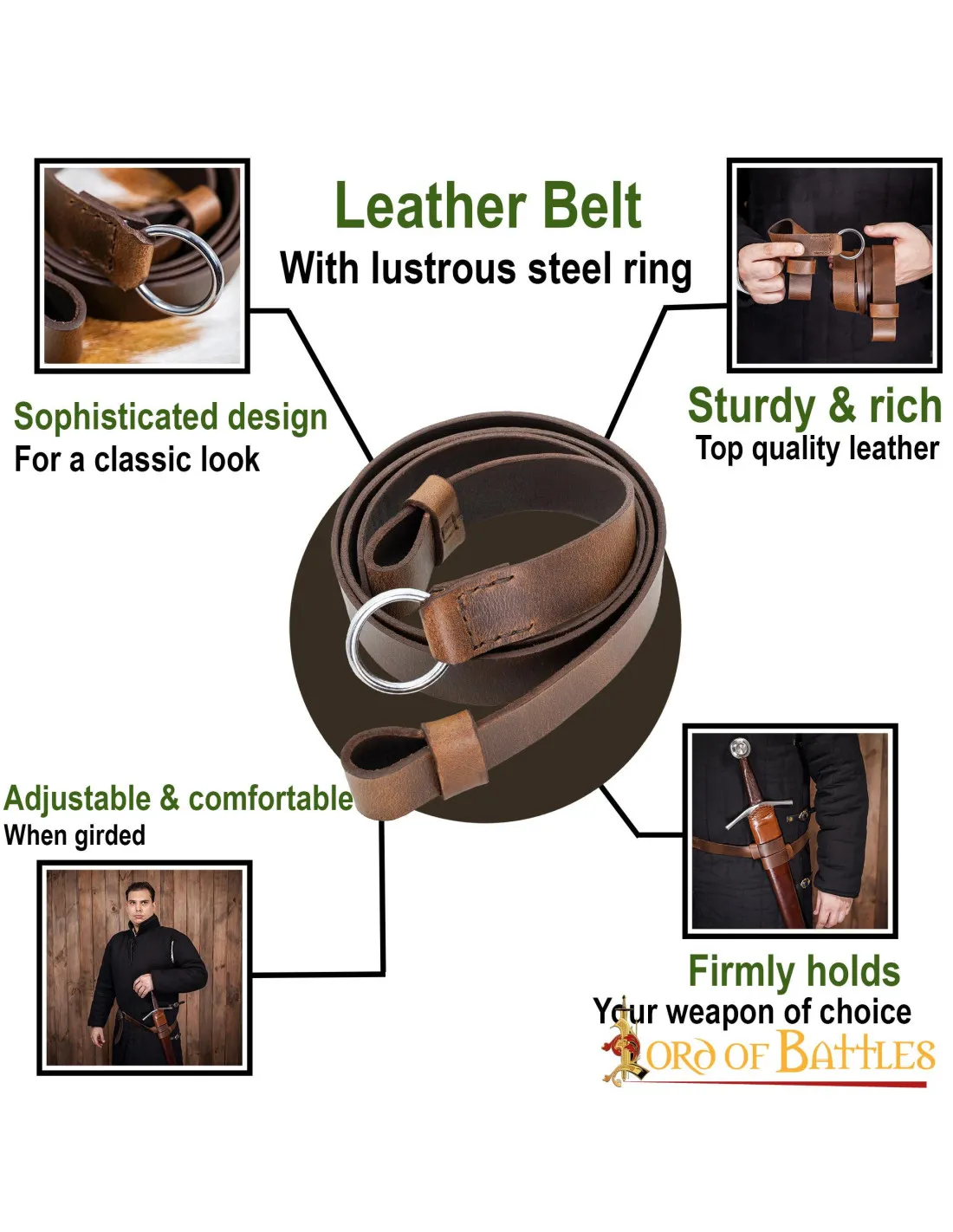 Ceinture d'épée en cuir marron ⚔️ Boutique Épées