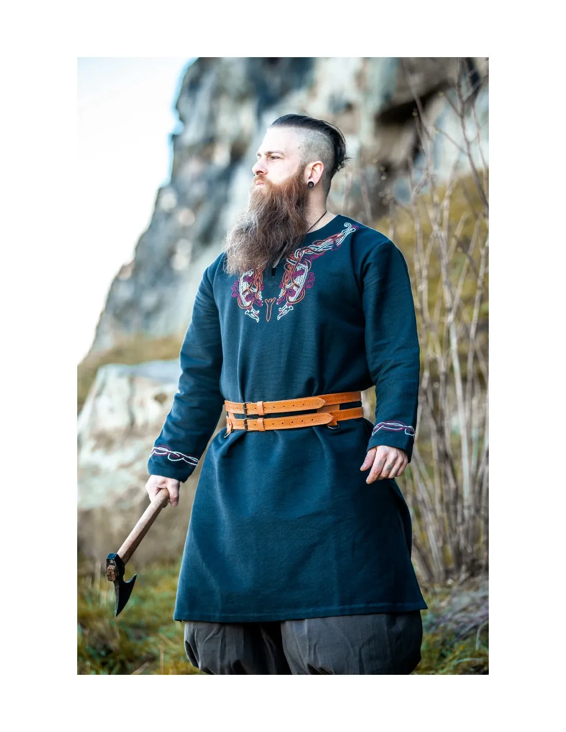 Ceinture double viking en cuir marron clair ⚔️ Boutique Épées