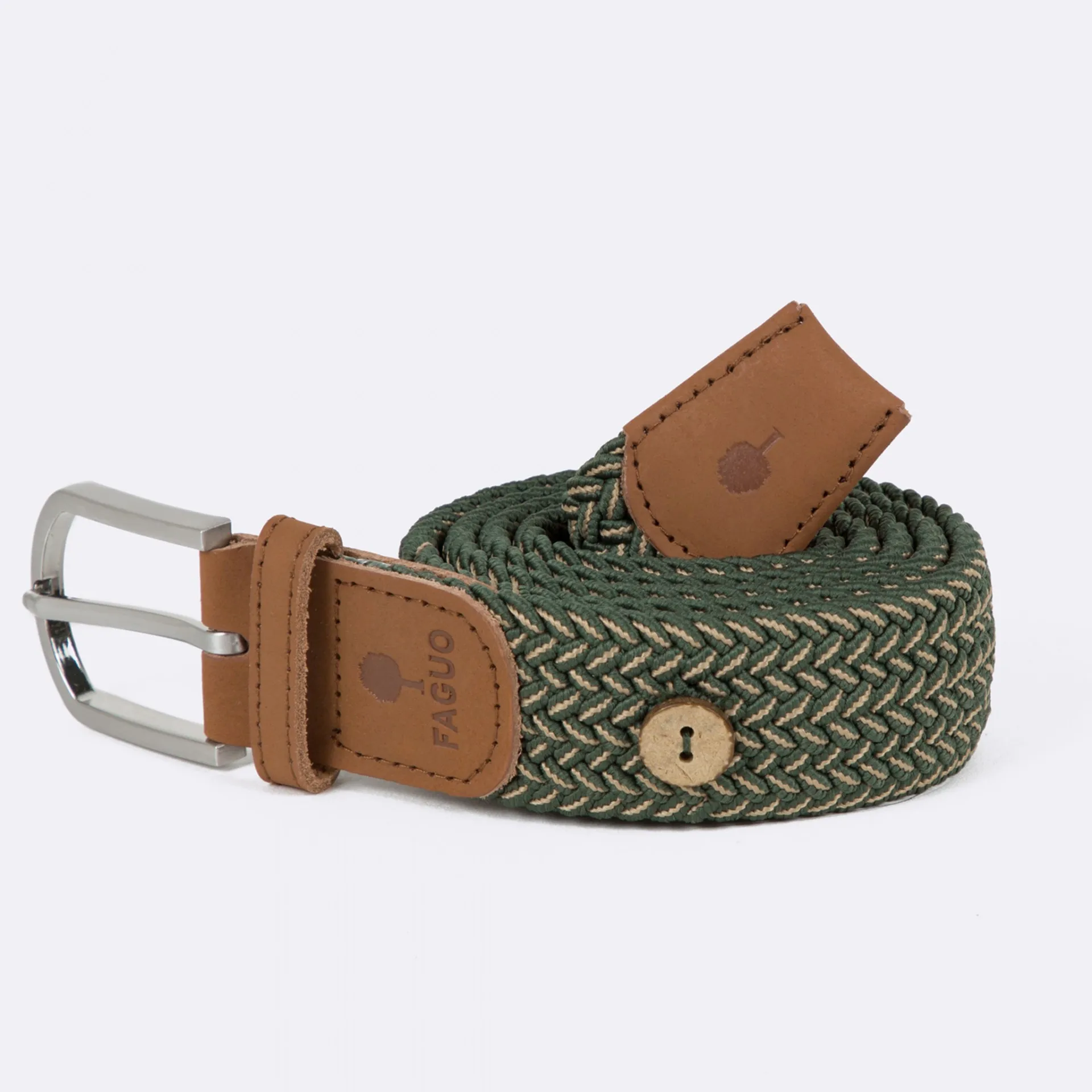 Ceinture kaki & sable polyester recyclé et élasthanne - modèle Belt - FAGUO