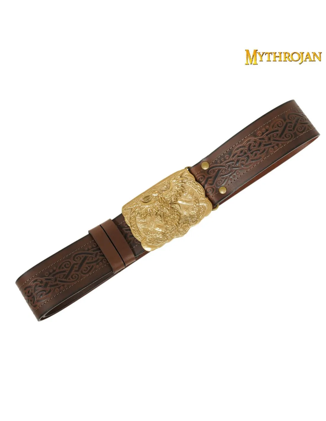 Ceinture viking avec boucle en laiton Odin's Raven ⚔️ Boutique Épées