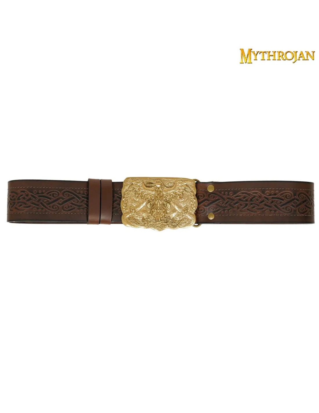 Ceinture viking avec boucle en laiton Odin's Raven ⚔️ Boutique Épées