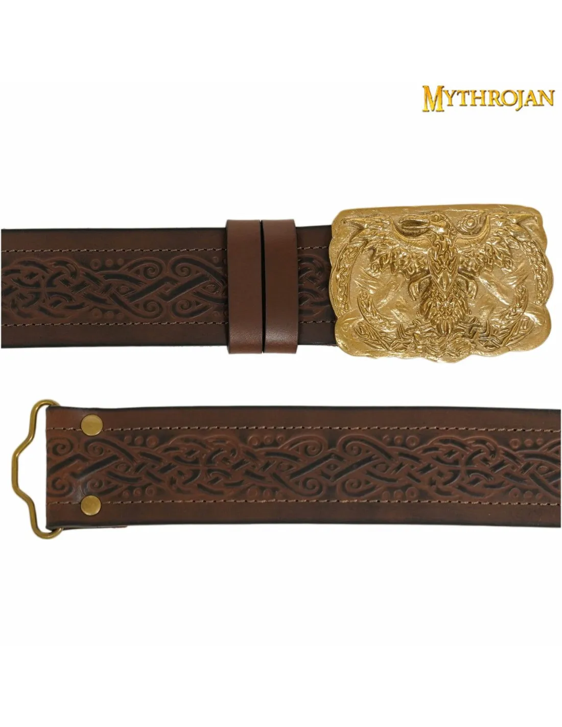 Ceinture viking avec boucle en laiton Odin's Raven ⚔️ Boutique Épées