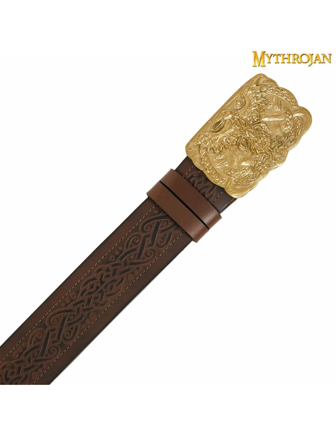 Ceinture viking avec boucle en laiton Odin's Raven ⚔️ Boutique Épées