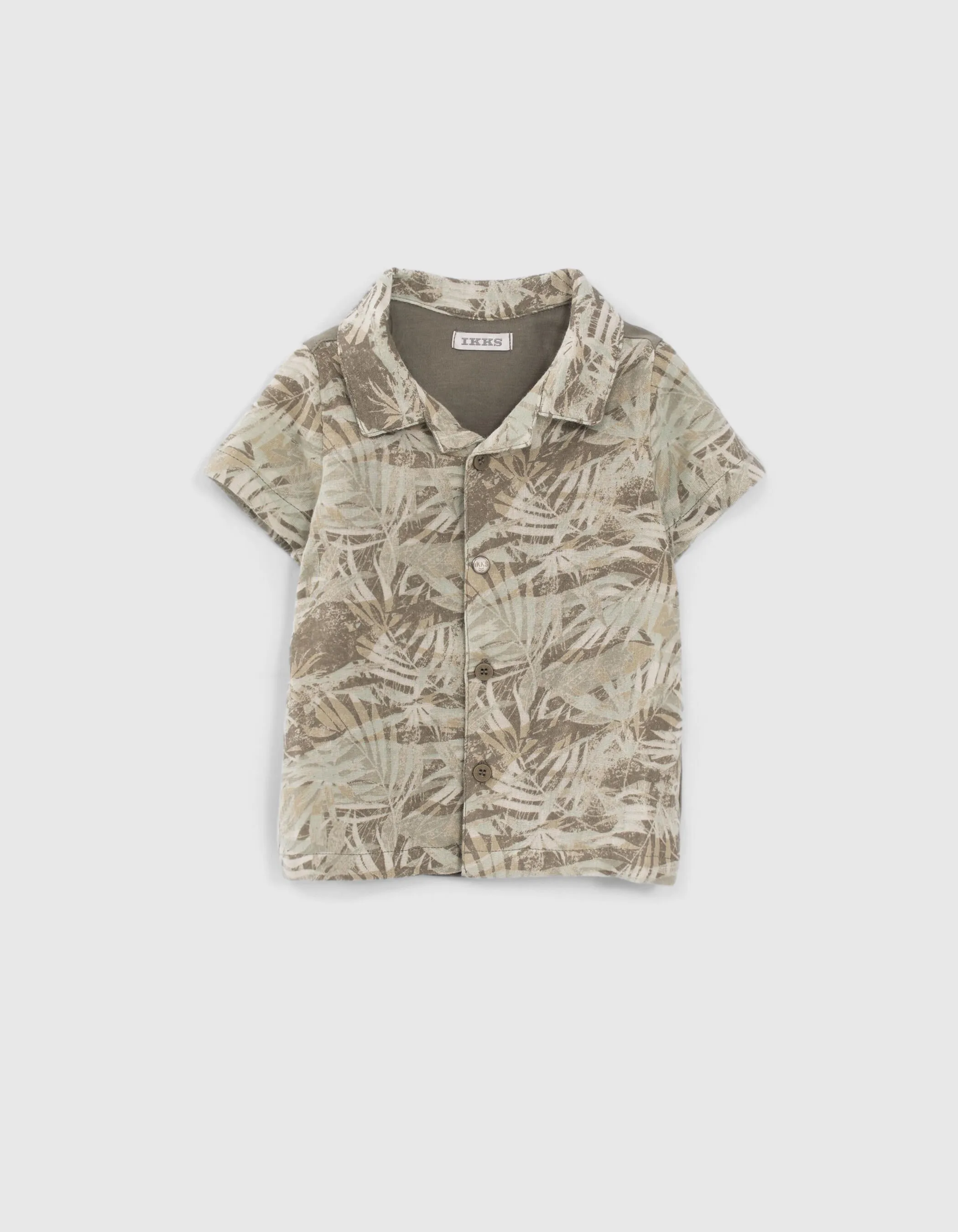 Chemise bi-matière kaki imprimé jungle bébé garçon