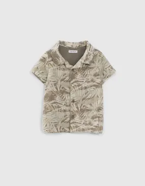 Chemise bi-matière kaki imprimé jungle bébé garçon