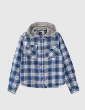 Chemise bleue à carreaux capuche amovible garçon