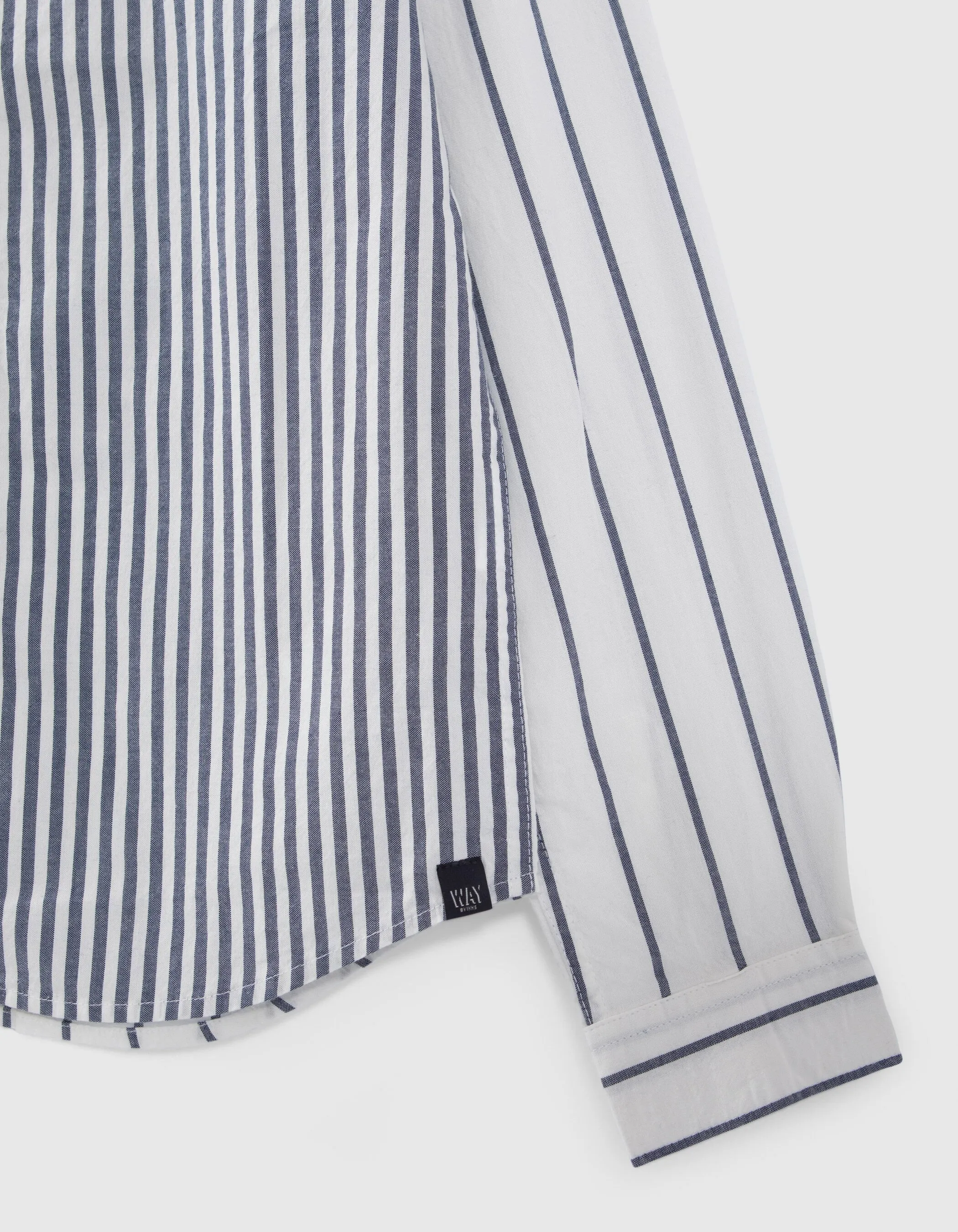 Chemise écrue à motif rayures marine garçon