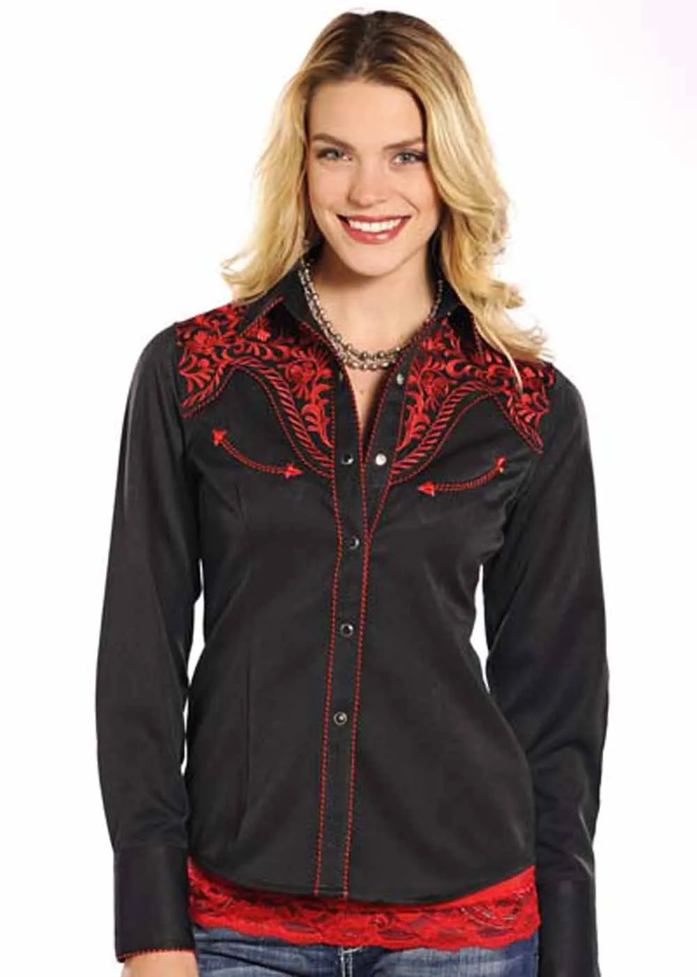 Chemise femme country noir - Law of the Panhandle- chemisier western broderies - PANHANDLE 