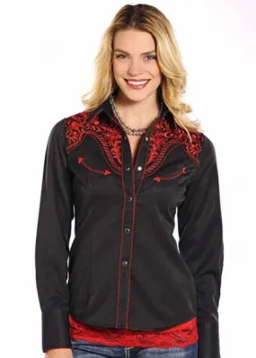 Chemise femme country noir - Law of the Panhandle- chemisier western broderies - PANHANDLE 