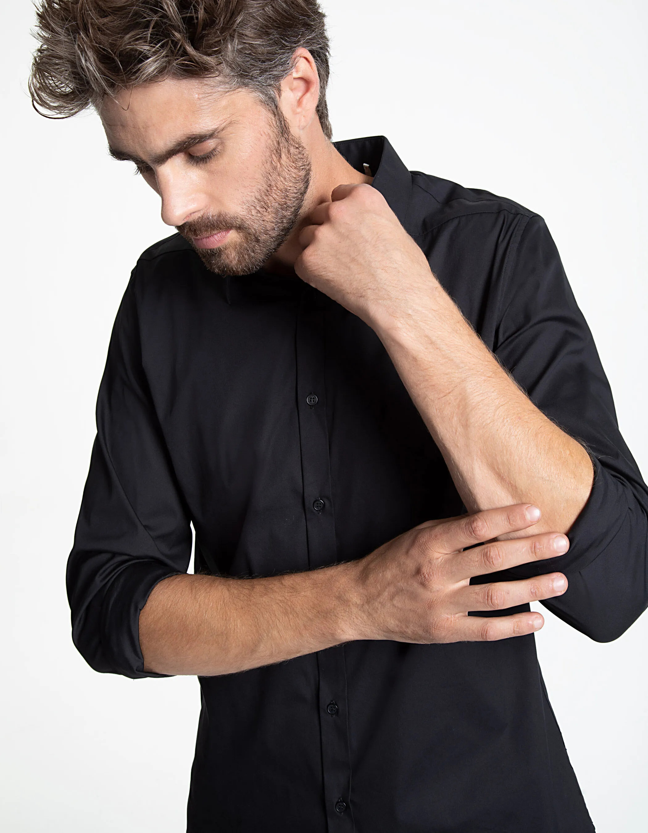 Chemise noire détail col Easy Care Homme