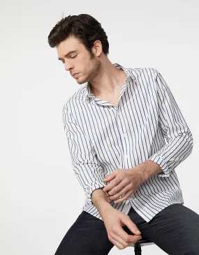 Chemise REGULAR blanc cassé à rayures bleues Homme