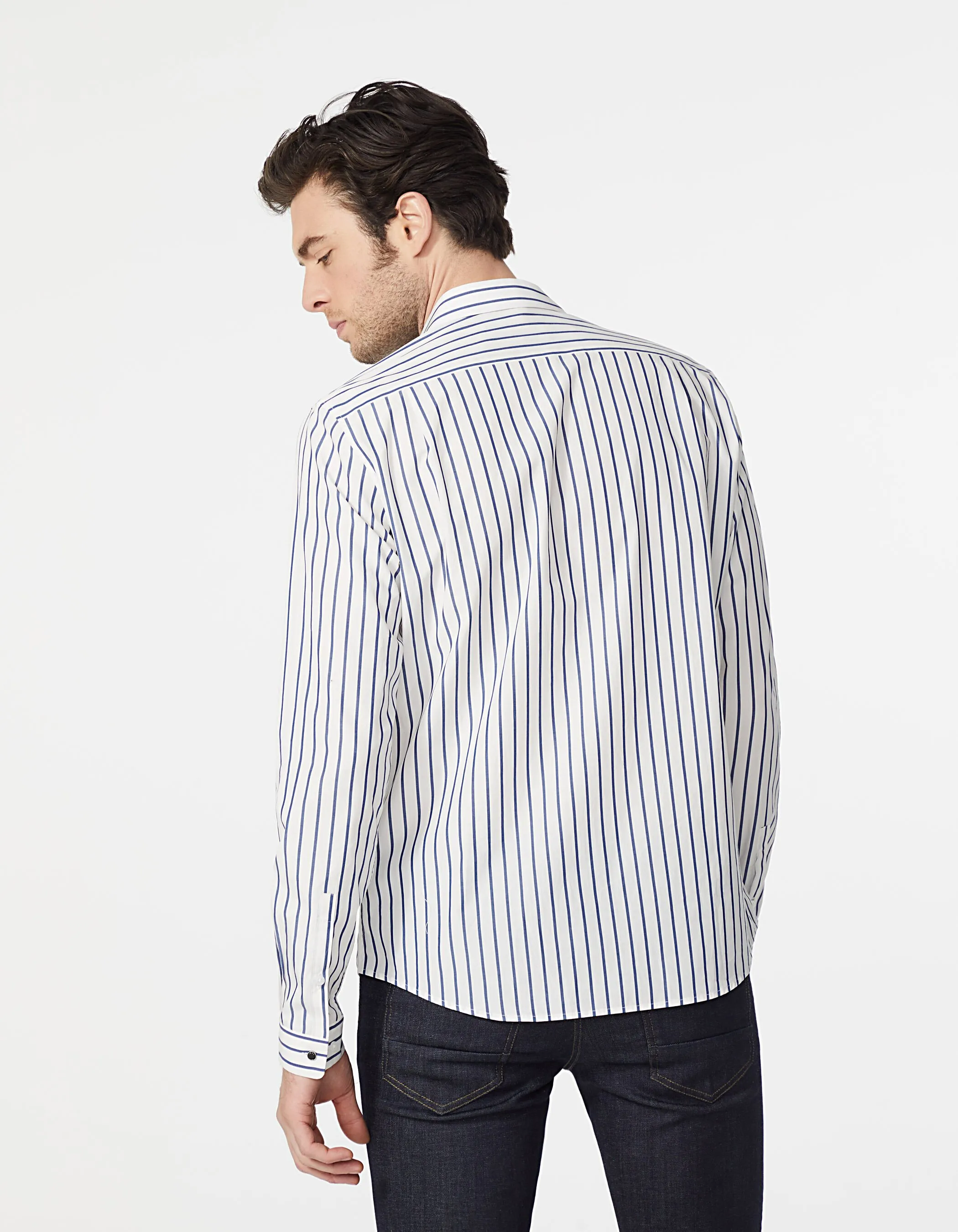 Chemise REGULAR blanc cassé à rayures bleues Homme