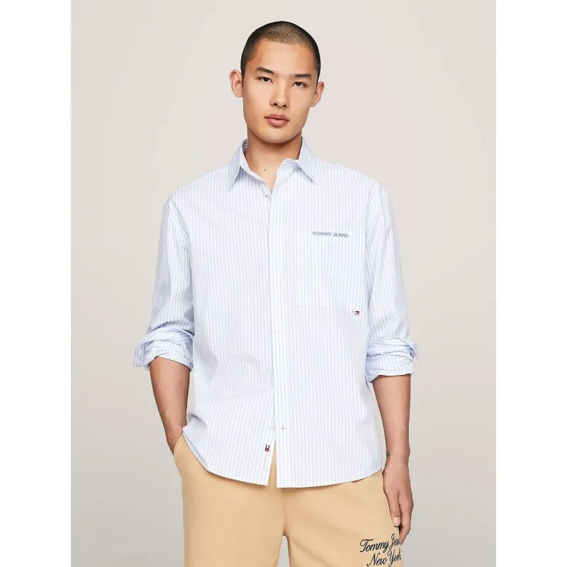 Chemise regular patch japo rayée rose bleu homme - Eden Park | wimod