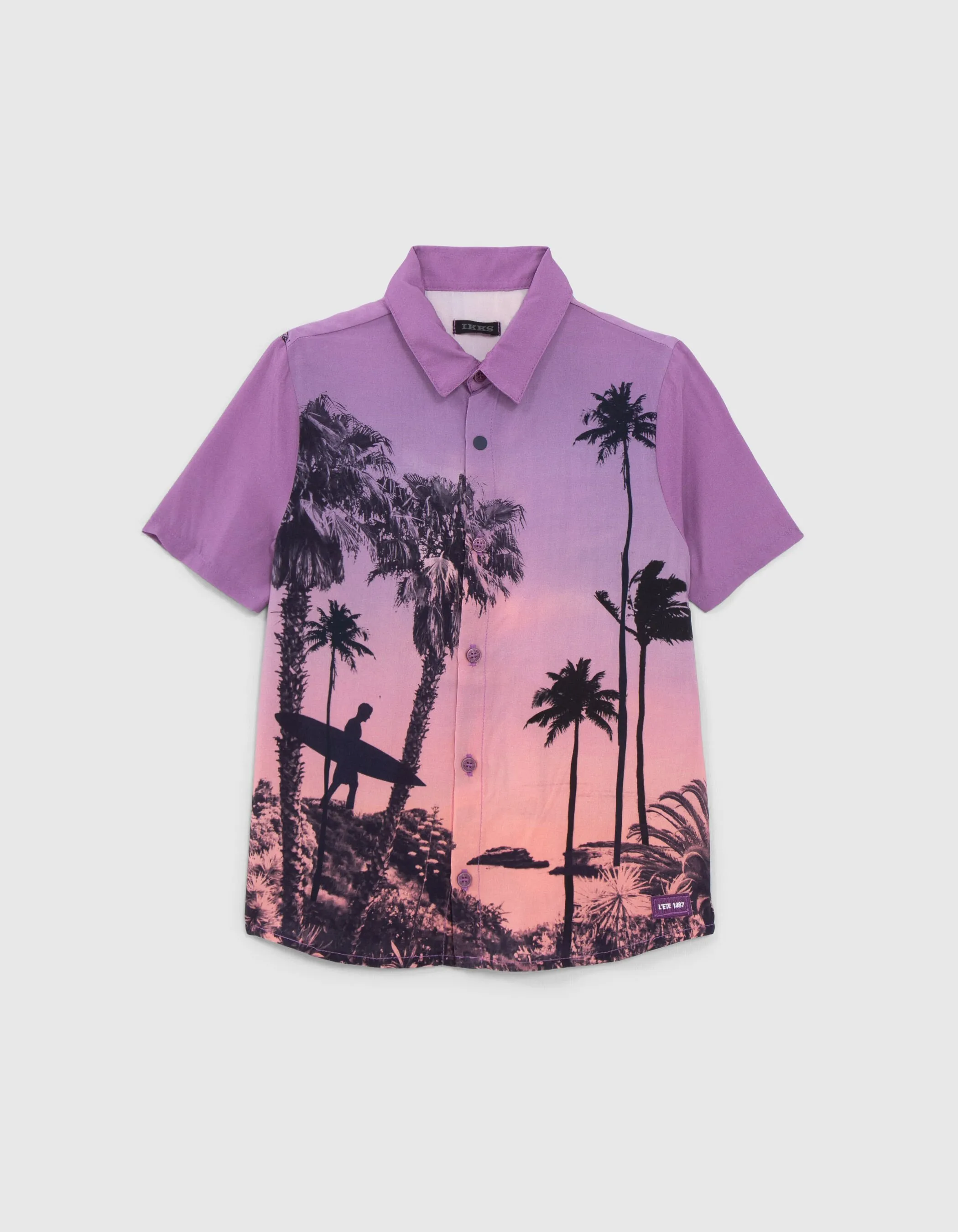 Chemise violet LENZING™ ECOVERO™ imprimé palmiers garçon