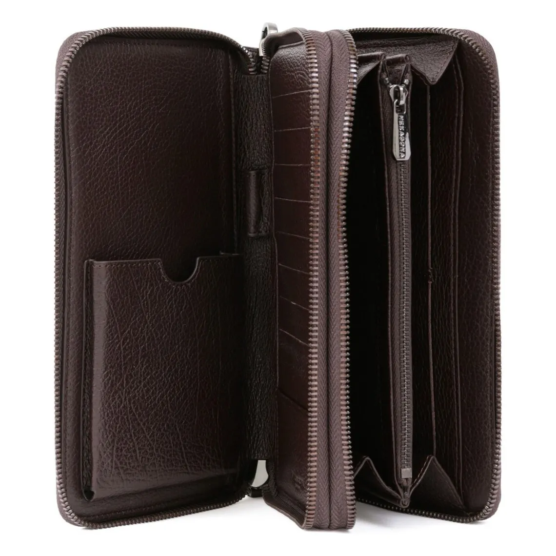 Compagnon de voyage Stop RFID Cuir ENCORE Marron foncé Hexagona - Pochette & Sacoche Homme sur MenCorner