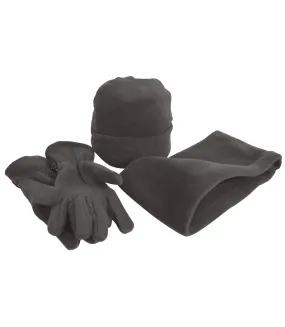 Ensemble bonnet, gants et tour de cou polaires homme gris foncé Result