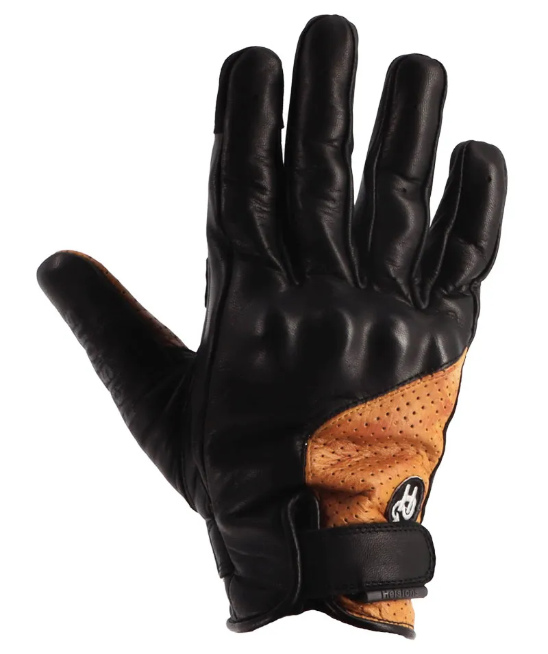 Gants Helstons Virage homme air été cuir noir gold, gant moto été