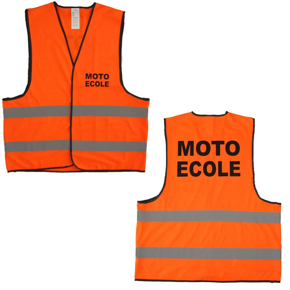 Gilet de sécurité MOTO ECOLE- orange fluo - imprimé recto verso 