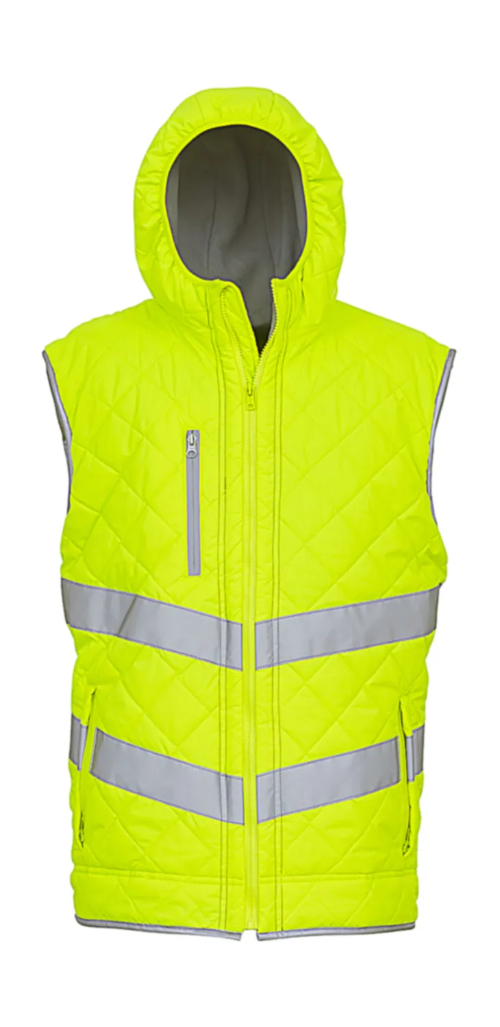 Gilet matelassé sans manches haute visibilité - HV007 - jaune fluo 