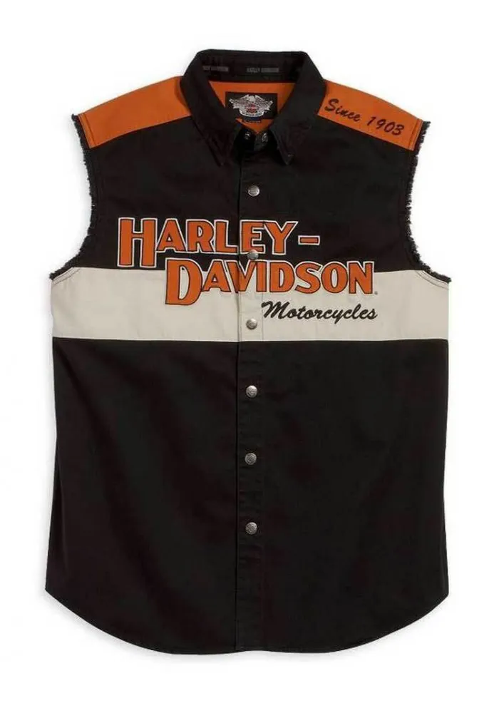 Harley Davidson Homme Prestige Blowout Button Up Muscle Chemise 99016-08VM