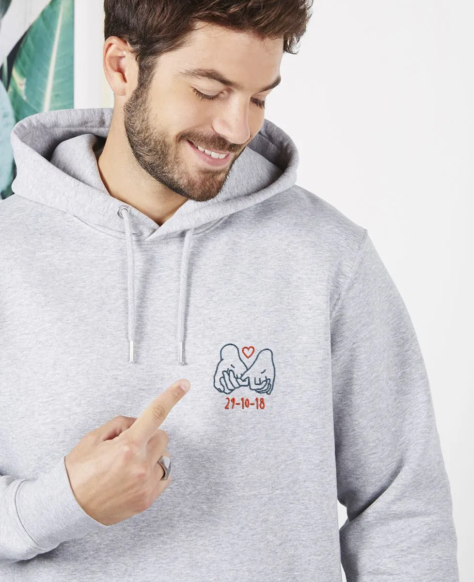 Hoodie homme Date de rencontre brodé personnalisé