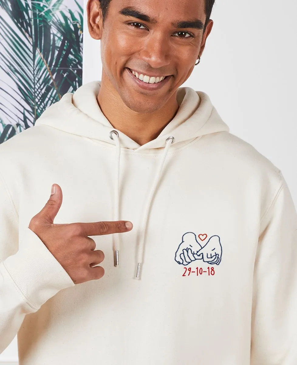 Hoodie homme Date de rencontre brodé personnalisé