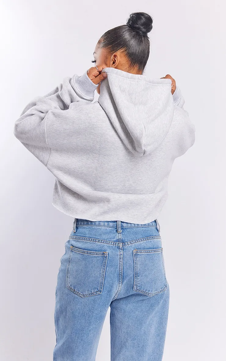 Hoodie oversize court en sweat gris cendré foncé