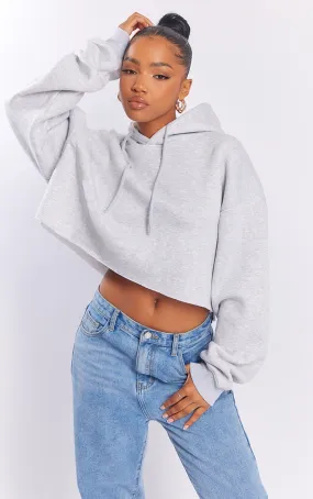 Hoodie oversize court en sweat gris cendré foncé