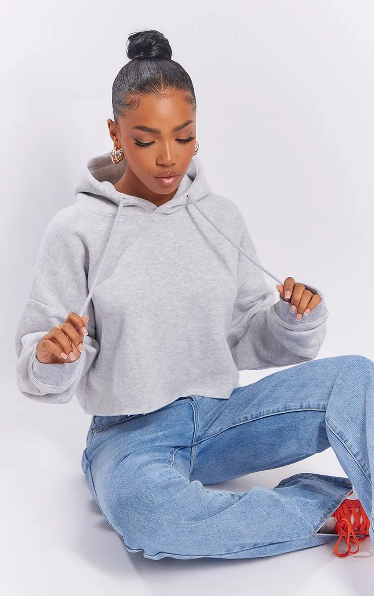 Hoodie oversize court en sweat gris cendré foncé