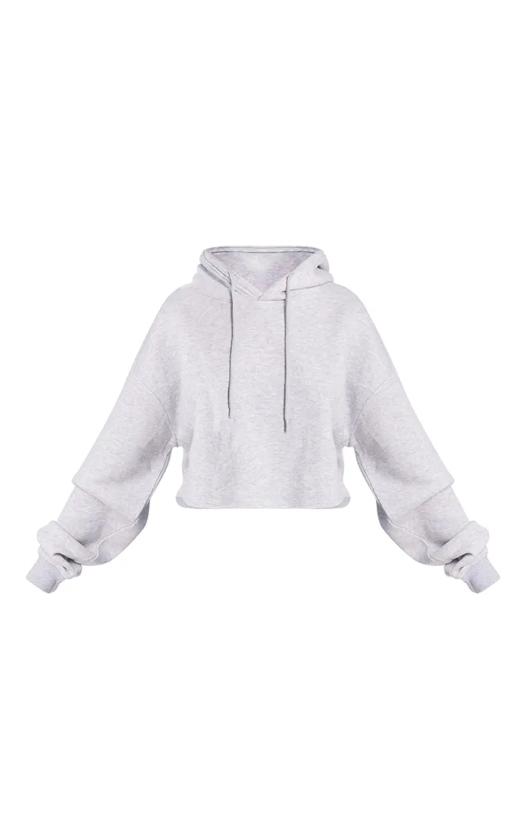 Hoodie oversize court en sweat gris cendré foncé