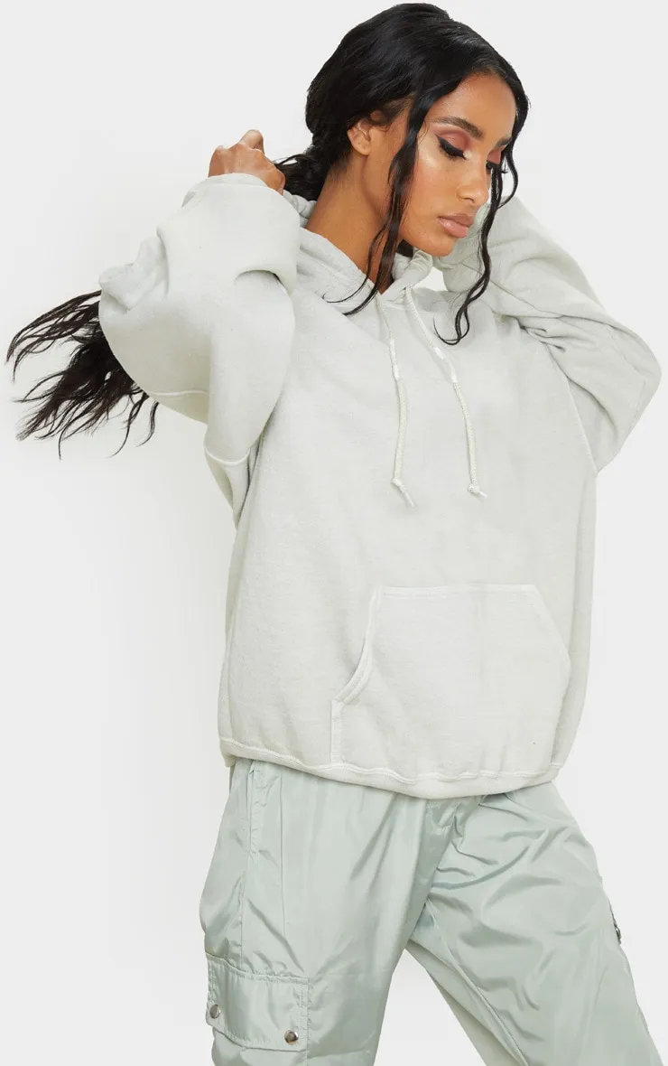 Hoodie oversize en sweat vert sauge